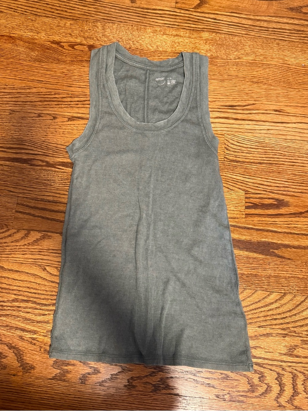 Aerie Ribbed Sleeveless Tank Top - Olive Green